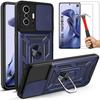 Pack of 2 Tempered Glass - E.F.CONNECTION - for Xiaomi 11T - Hard Case - Navy Blue - Shockproof and Anti-Scratch