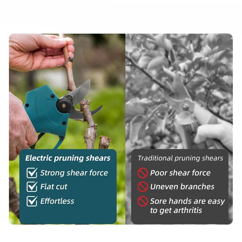 Brushless Electric Pruning Shears Garden Tool Cordless Electric Garden Scissors Fruit Tree For 18V Battery Branche Cutter