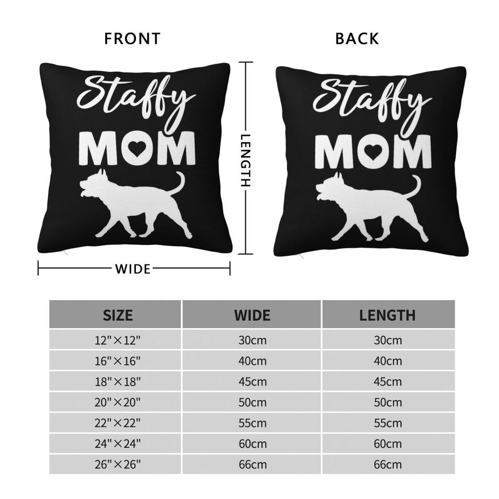Staffy Mom Staffordshire Bull Terrier Square Pillowcase Polyester Linen Velvet Creative Zip Decorative Pillow Case Home Cushion