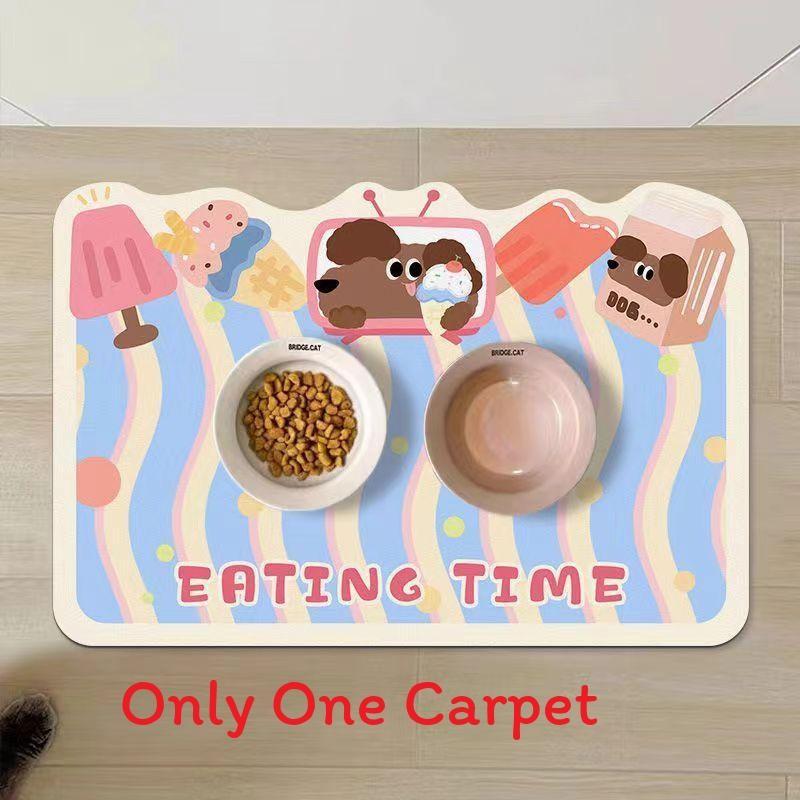 Cute Animal Silicone Diatomite Spillproof Pet Feeding Mat For Dining And Feeding
