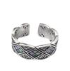 Rhombus Drop Glaze Open Ring Women'S Light Luxury Niche Design Retro Set Exquisite High-End Exquisite High-End Ring