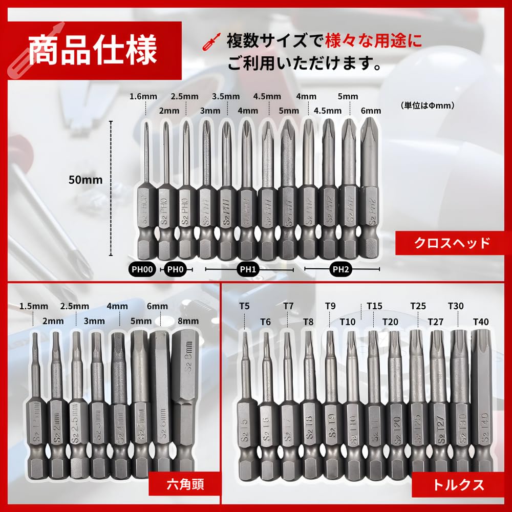 Makita Driver Bit for Electric Impact Drills 32-Piece Set, 6.35mm, Magnetic, Hex, Star, Torx, Plus, Screwdrivers,