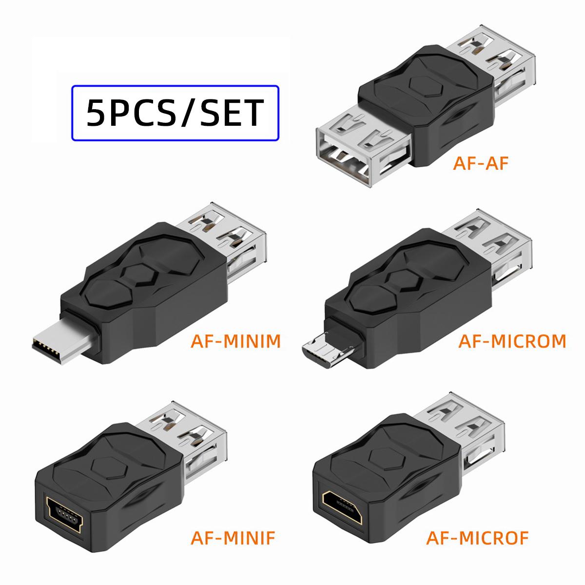 

U2-006-AF 5Pcs Micro USB 2.0 OTG Mini USB 5Pin Type-A Male to Female Data Charge Adapter As Shown A