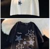 Unisex besticktes Kurzarm-T-Shirt mit Stern, reine Baumwolle, amerikanischer Stil, trendy lockere Passform, schweres Sommer-T-Shirt