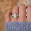 Cao Shi Luxury Four-Prong Oval Zirconia Wedding Ring Set - Three-Piece Design for Women