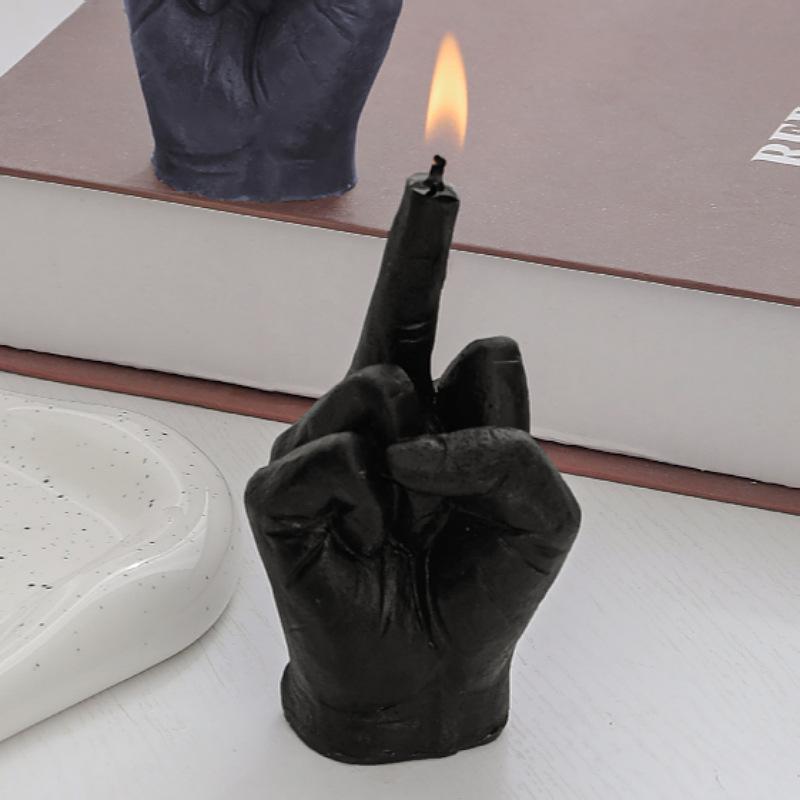 Middle Finger Candle Smokeless Non-toxic Scented Candle Gesture Birthday Wax Light Hand Figurines Home Ornament Desktop Decor