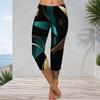Womens Plus Size High Waist Capri Length Leggings Abstract Vertical Gradient Print Soft Stretchy Casual Workout Cropped Pants
