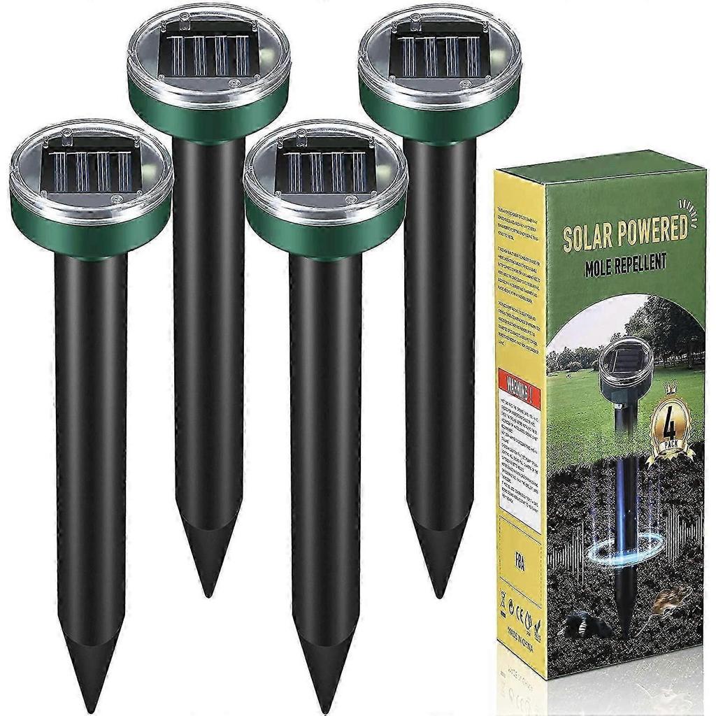 NIKAND Gopher Repellent Ultrasonic Solar Powered - Mole Repellent Stakes Outdoor Pet Safe - Groundhog Repeller Snake Rodent Gopher Spikes Chaser - Son