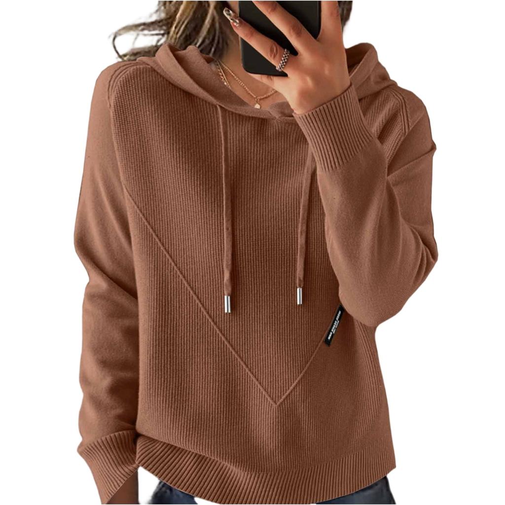 Fashionable Women's Knitted Sweater Lazy Style Loose Slim Hoodie Sweater
