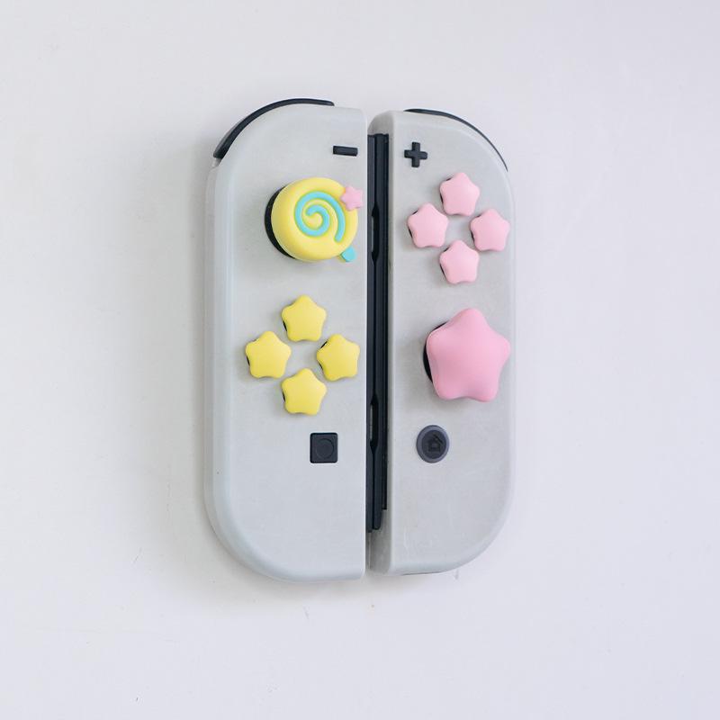 Autocolante pentru capac pentru joystick cu tema Kirby Switch Star pentru OLED - Nu este nevoie de adeziv, compatibil cu Shell