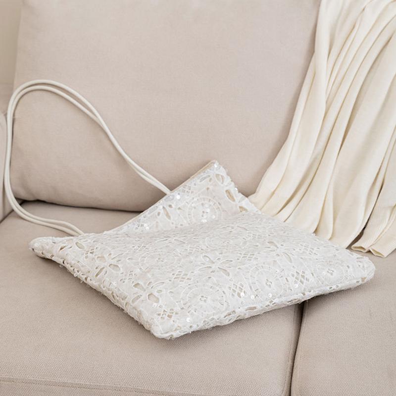 Hollow Out Embroidery Lace Shoulder Bag Flower Design Large Capacity Sequin Tote Bag Lightweight Women's Shopper Handbag CLE