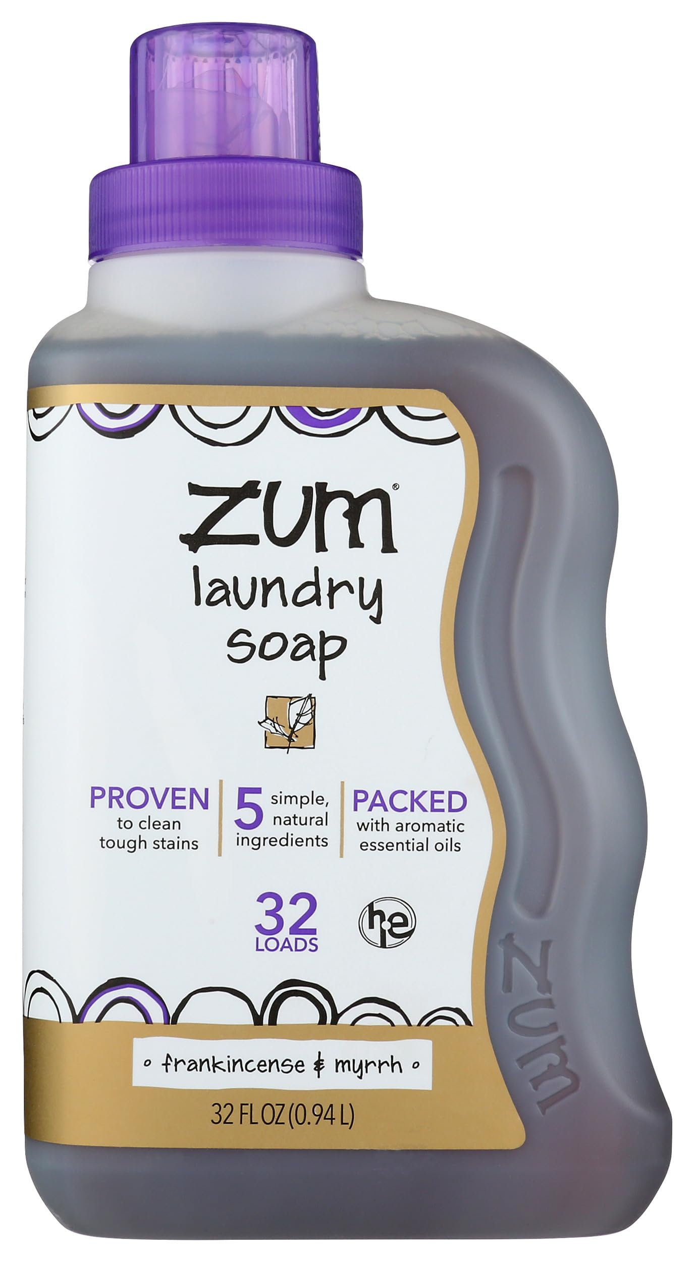 

Indigo Zum Aromatherapy Laundry Frankincense 32 fl oz Wild, Clean, Soap, & Myrrh, (.94 l)