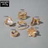 European and American design liquid lava flower opening ring ins baroque imitation pearl set gemstone ring