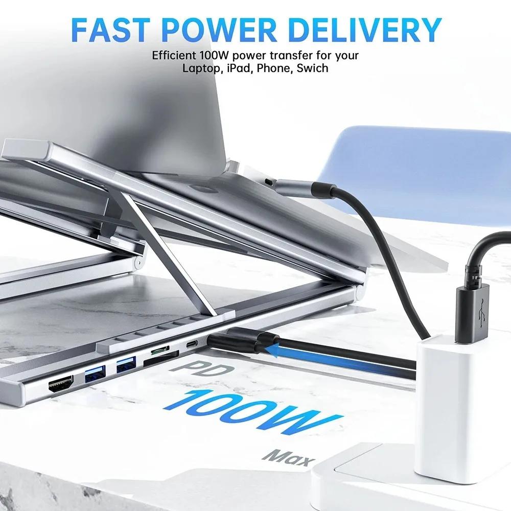 8-in-1 Halter Dockingstation Aluminiumlegierung Laptop Halter Hub TYPE-C zu HDMI Adapter 4K PD100W USB3.0 5Gbps Hub USB Verteiler