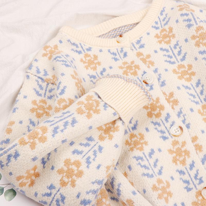 Autumn Cardigan Women Korean Winter Elegant Printed Cold Blouse Fashion Clothing Sweater Flowers Knitted Sweater Cardigan Y2K Streetwear