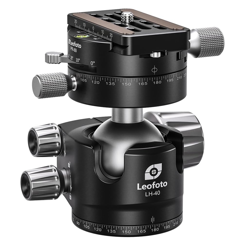 

Leofoto Panoramic Ball Head Ball Diameter Friction Bottom Diameter Load Capacity 037119 LH-40PR, 40mm, Adjustable, Arca-Swiss Compatible, 57mm, 20kg,