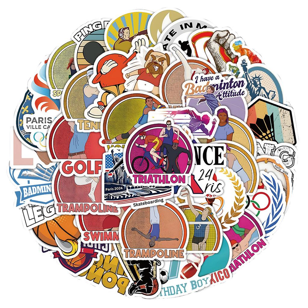 50pcs Sports Stickers Removable Scooter Guitar Mobile Phone Decoration Stickers