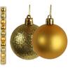 Set of 10 Elegant Christmas Baubles In Gold - Plastic, Damage-Resistant