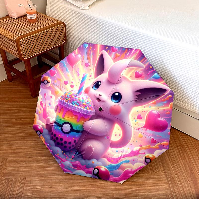 Pokemon drinks Pattern Pattern Style Umbrella, 1 Piece Automatic Folding Umbrella, Portable Travel Umbrella, Outdoor Umbrella, Birthday Gift