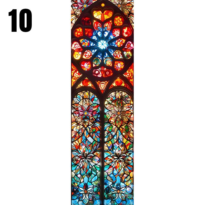 סרט ויטראז' צבעוני לכנסייה בסגנון אירופאי, מדבקת זכוכית וינטג', עיצוב לדלת בית, חדר אמבטיה, סרטי חלון לפרטיות