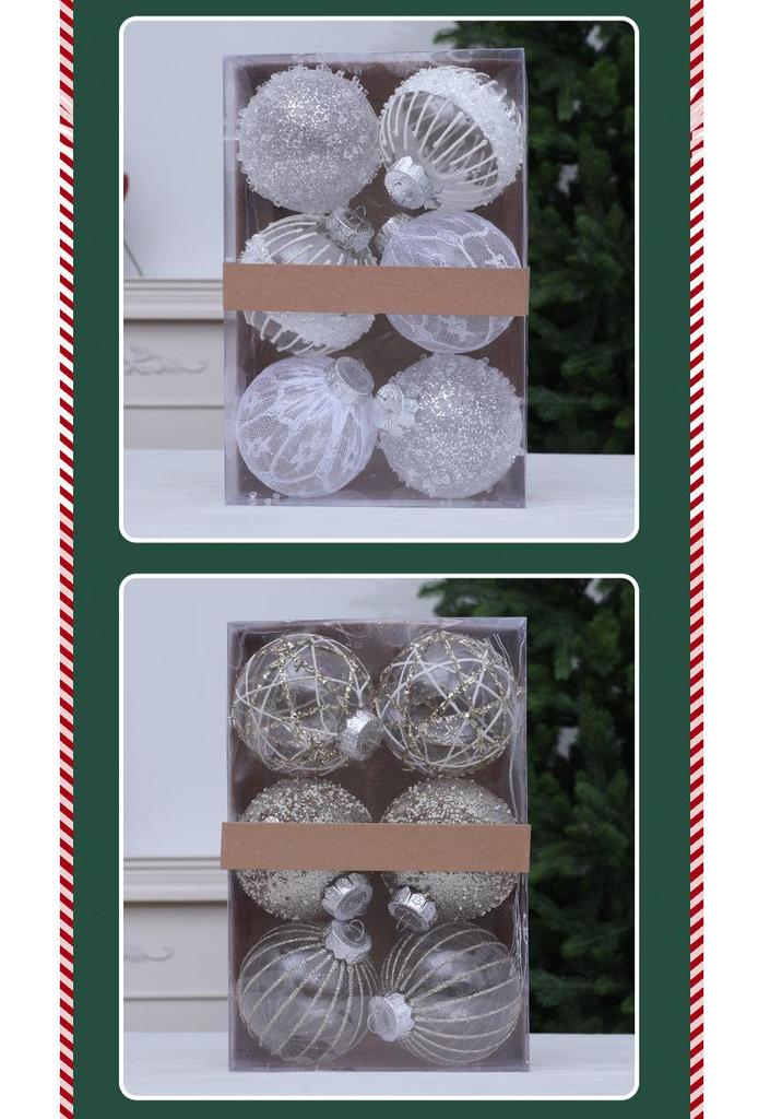 8CM Transparent Christmas Ball Set - New Style Christmas Tree Ornaments & Scene Decorations