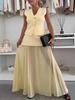2025 Women's Summer Slimming Knit Vest & Ruched Tulle Patchwork Long Dress Set