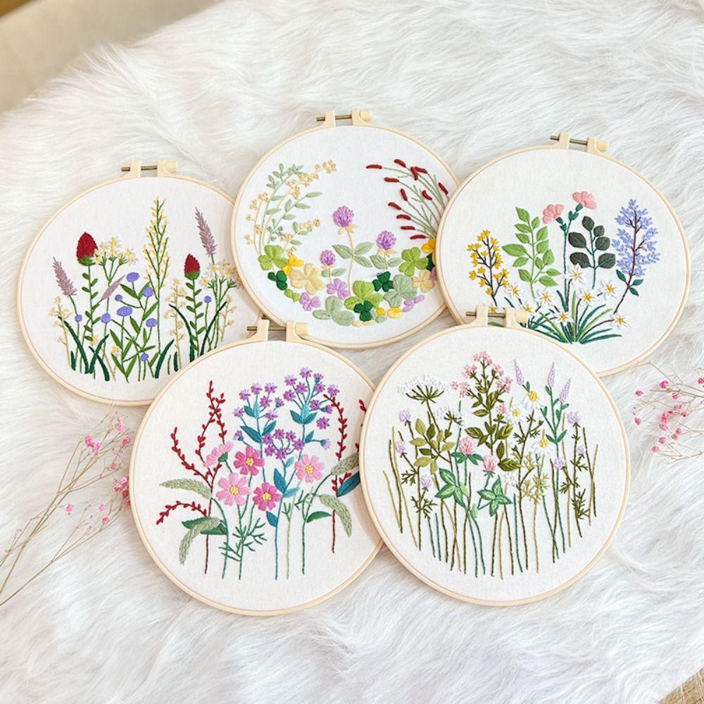 Floral Patterns Flower Embroidery Kit DIY Embroidery Set Home Decor Cross Stitch Set  Beginner