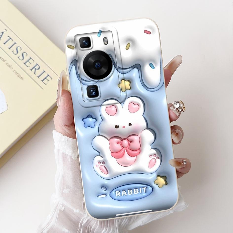 For Huawei P60 Pro Case MNA-LX9 Cover Cute Cartoon Rabbit Panda Soft Liquid Silicone Protective Cover For HuaweiP60 P60 Art Capa