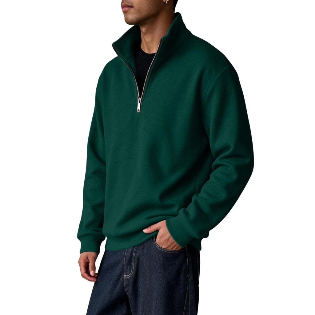 Men's Color Half Zip Sweatshirt with Stand Collar Long Sleeve Lightweight Casual Athletic Top