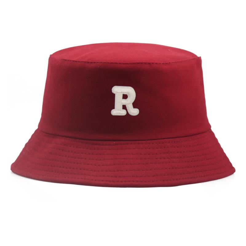 

Bucket Hats Letter R Women Man Cotton Summer Travel Sunscreen Caps Fisherman бордовий