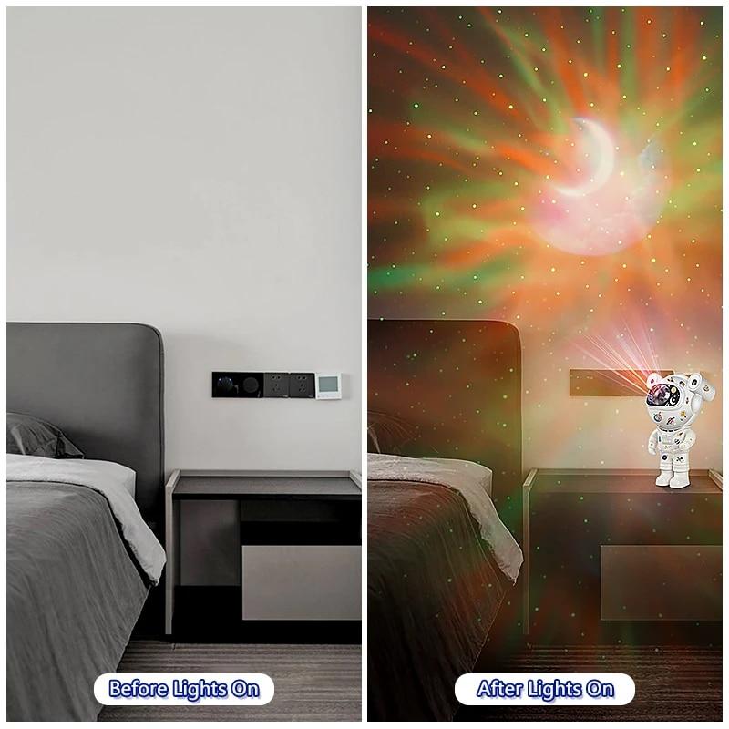 Kids Star DIY Projector Night Light with Remote Control 360 Adjustable Design Astronaut Nebula Galaxy Lighting Bluetooth Speaker