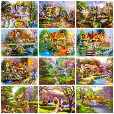 Diamond Painting Garden Full Square Drill Art Rhinestone 5D Diamond Embroidery Landscape House Craft Kit Handmade Gift
