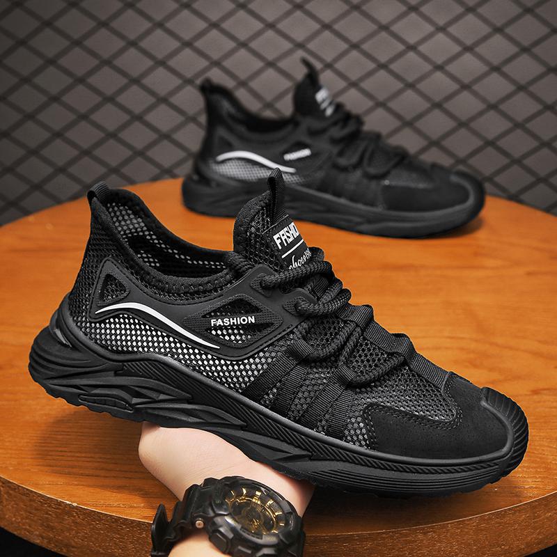 Summer Mesh Dad Shoes Light Casual Dirt-resistant Black Shoes Single Mesh Breathable Sneakers