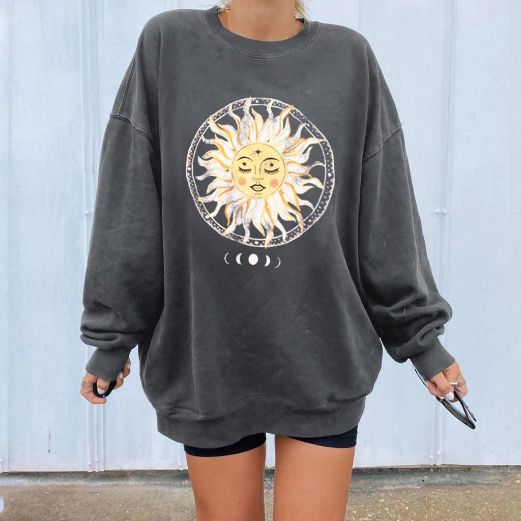 Women Casual Printing Long Sleeve Sweatshirt Pullover Tops Blouse