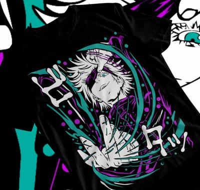 Jujutsu Kaisen Gojo Satoru T-shirt Noir Anime Manga T-shirt Doux Toutes Tailles