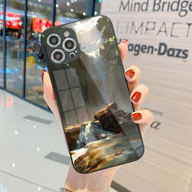 Cool Painting Art Phone Case For IPhone 14 13 12 11 Pro Max X XR XS 8 7 Plus Liquid Glass Color Phone Cover