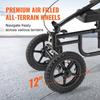 Folding Knee Scooter, Carbon Steel Steerable Knee Walker with Height-Adjustable Handlebar & Knee Pad, 12" All-Terrain Wheel, Dual Brakes, Leg Recovery