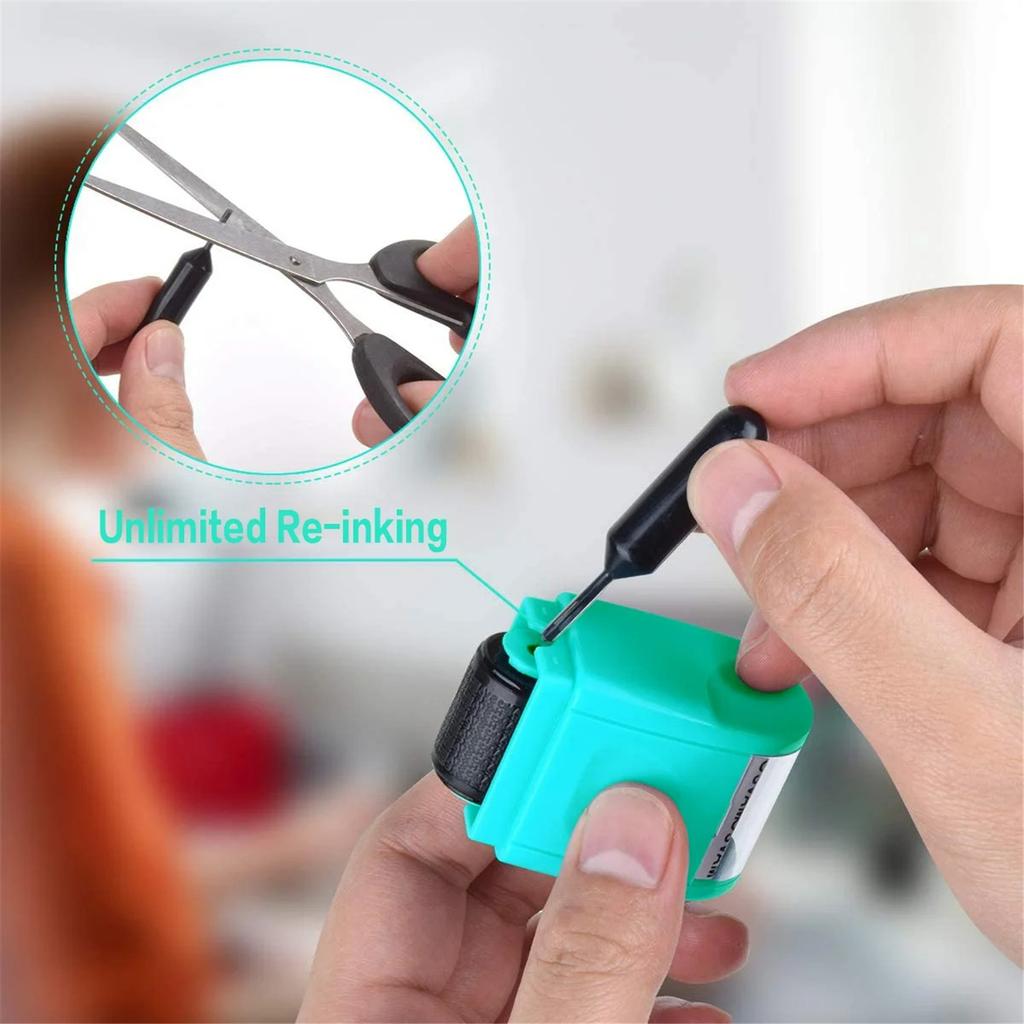 Identity Theft Protection Roller Stamps Refillable Guard Your ID Privacy Confidential Data Wide Security Stamp Roller with 3 Ink Refills Green