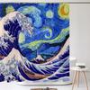 Classic Creativity Waves Spray Bath Curtain Waterproof Fabric Japanese style Shower Curtains Bathroom Bathtub Screen With Hooks