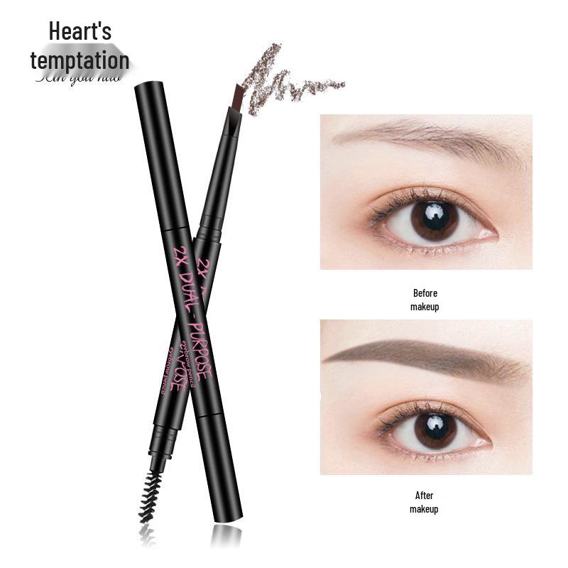 Heart Temptation Dual-Ended Eyebrow Pencil & Brush: Long-Lasting, Smudge-Proof, Waterproof, Sweat-Proof, Fade-Resistant Eyebrow Powder Cream.