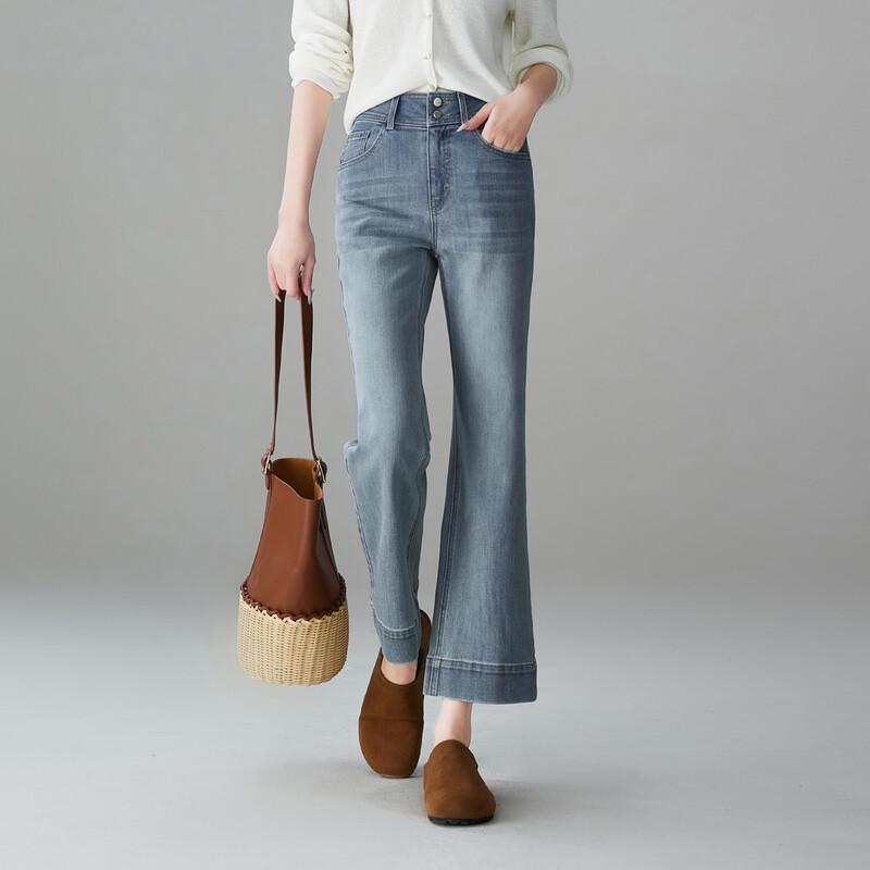 SOFSIL 2026 Spring High-Waist Micro-Flared Jeans 33
