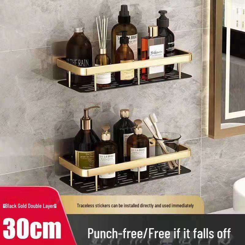 Punch-Free Wall-Mounted Bathroom Shelf: Triangle/Rectangle Storage Rack