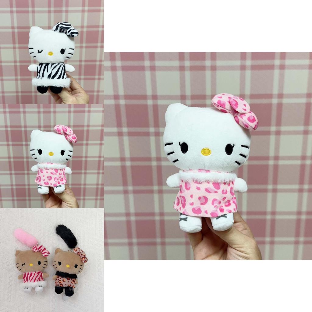 Fun Hello Kitty Plush Pendant With Leopard Print Dress Decor For Collectors And Kids