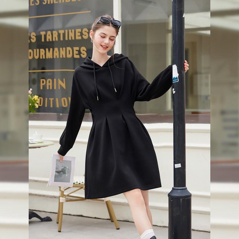 Bailuyu Rhinestone Hooded Sweatshirt Dress