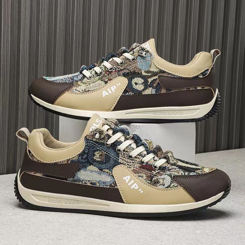 

Парусиновые туфли Bear мужские летние модные универсальные дышащие спортивные туфли с низким верхом удобные мягкие подошвы трендовые туфли в этническом стиле для скейтбординга 39 коричневый