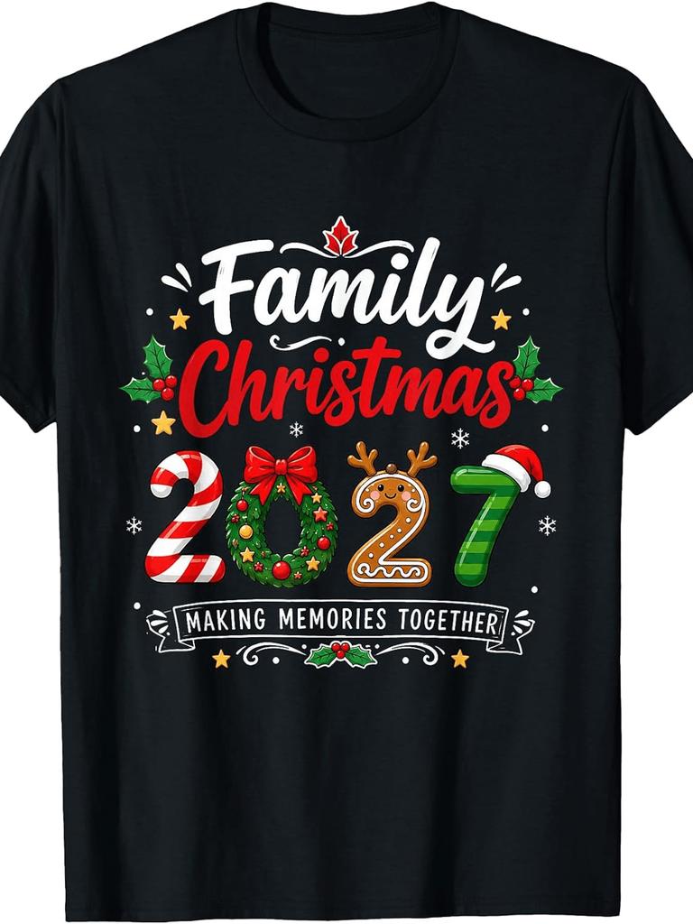 Unisex T-shirt Family Christmas 2027 Matching Outfit Xmas Squad Santa 2027 T-Shirt