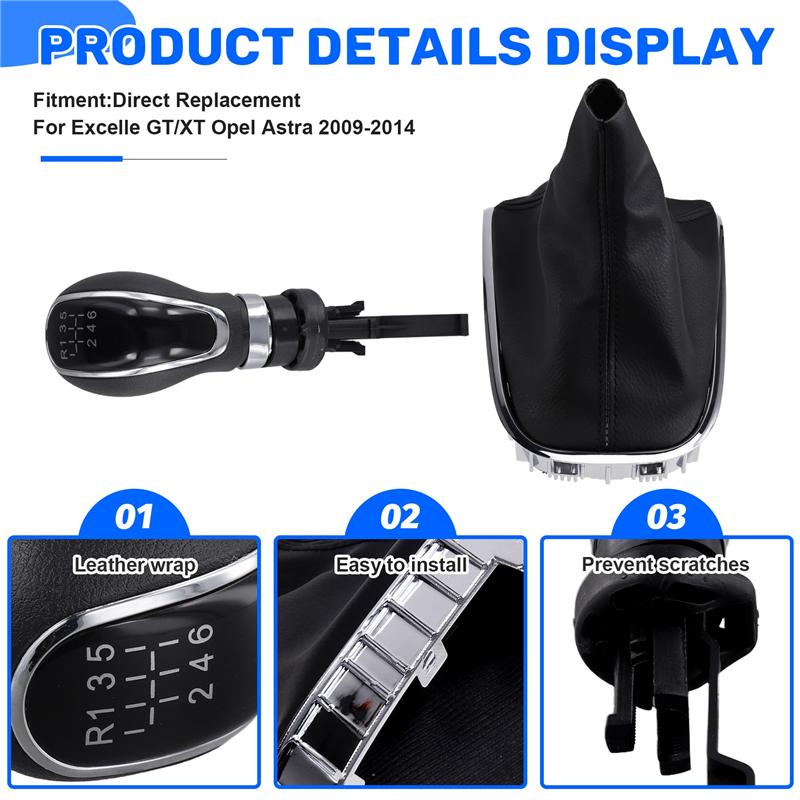 A58X-Car 6 Speed Gear Shift Knob Manual Transmission Shift Head For Opel Astra Buick Excelle GT/XT 2009-2014