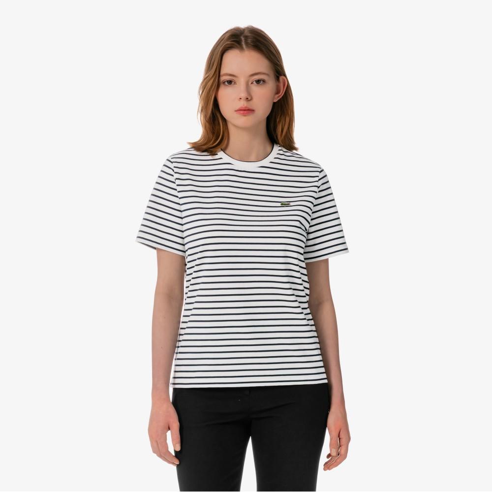 [Lacoste] Women's Striped Short-Sleeve T-shirt TF262E-56G166