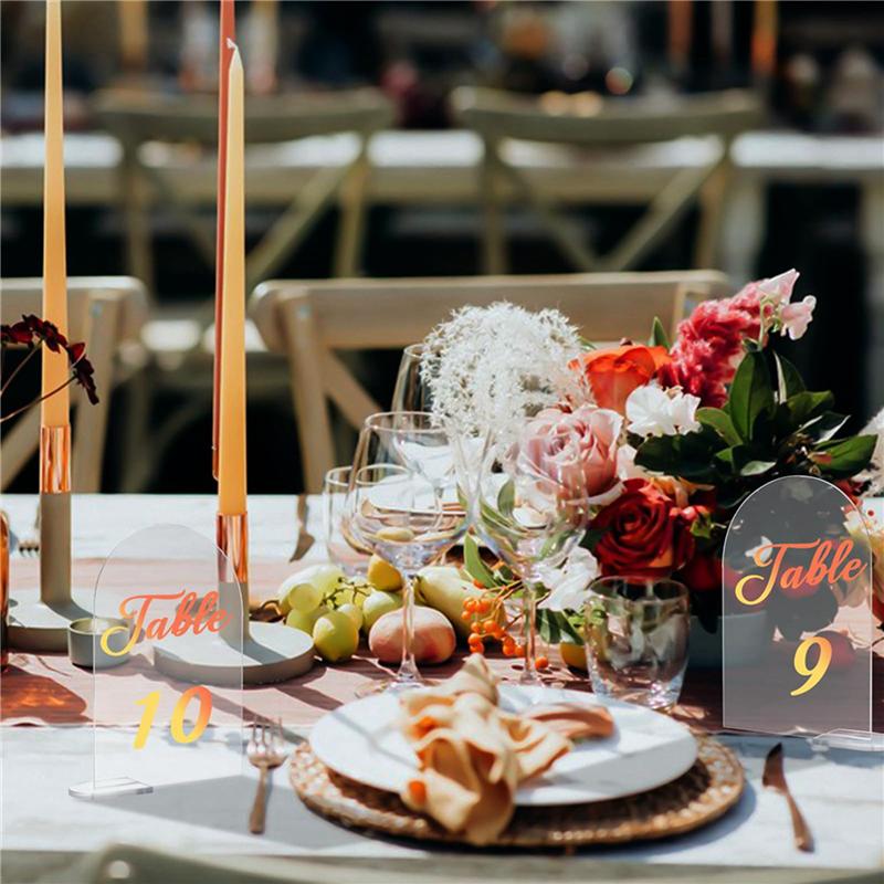 40PCS Clear Acrylic Sign Arch With Stand Blank Guest Name Tags Wedding Table Number Holder Decoration Supplies
