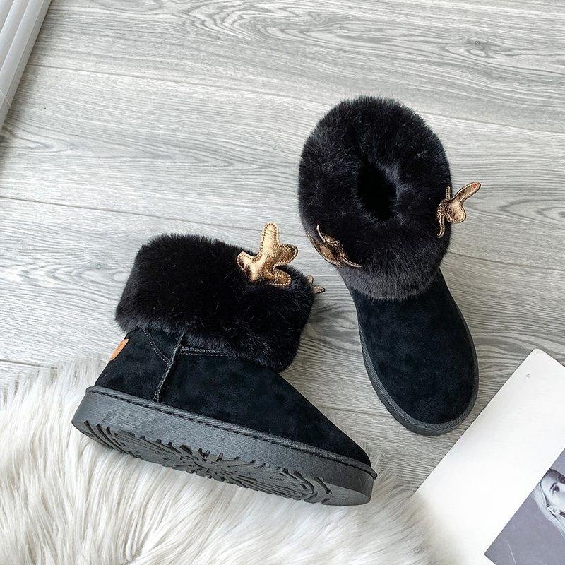 Kawaii Damskie Buty z Okrągłym Noskiem Zimowe Wysokiej Jakości Śniegowce Damskie Gorący Projektant Luksusowe Obuwie Y2k Robocze Botki z Podszewką z Polaru